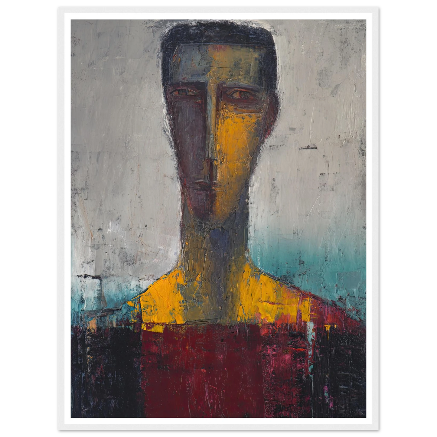 Divided Soul in Gold and Grey - Framed Poster - 30x40 cm / 12x16″ - Black frame