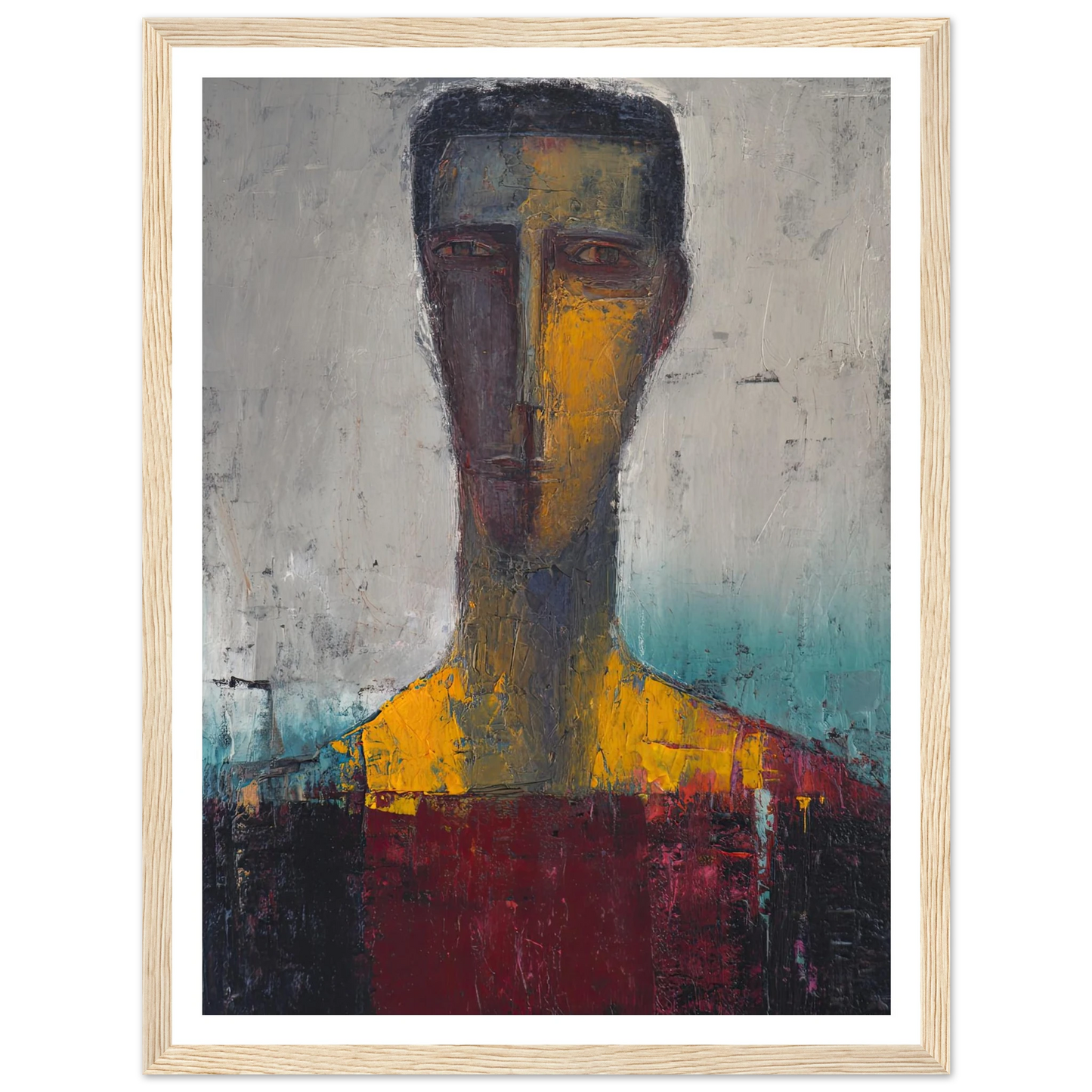 Divided Soul in Gold and Grey - Framed Poster - 30x40 cm / 12x16″ - Black frame