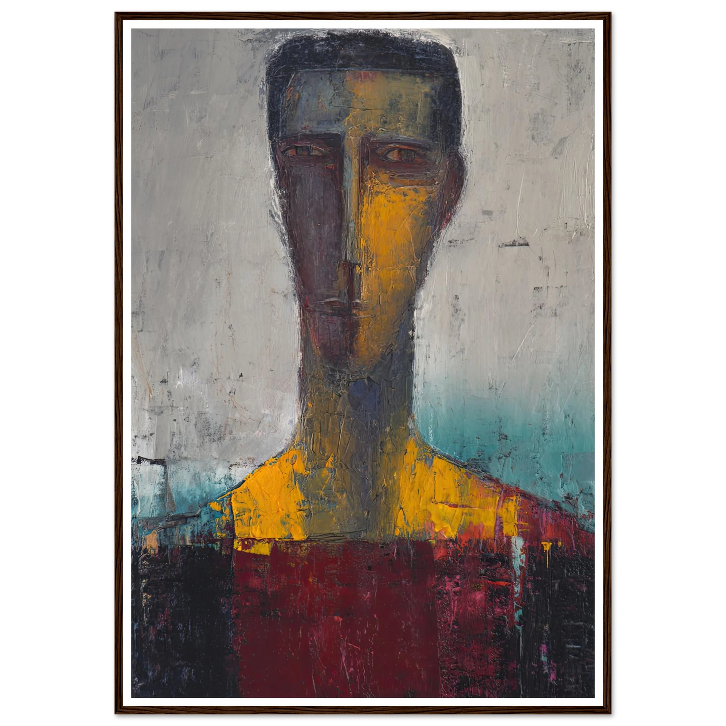 Divided Soul in Gold and Grey - Framed Poster - 30x40 cm / 12x16″ - Black frame