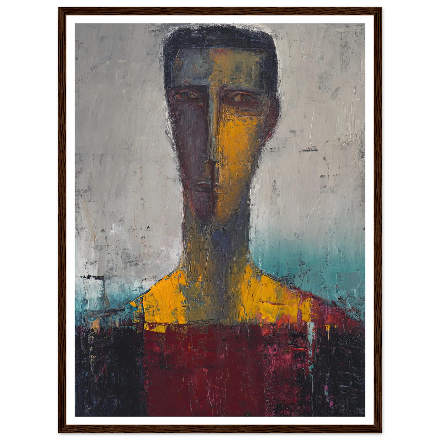 Divided Soul in Gold and Grey - Framed Poster - 30x40 cm / 12x16″ - Black frame