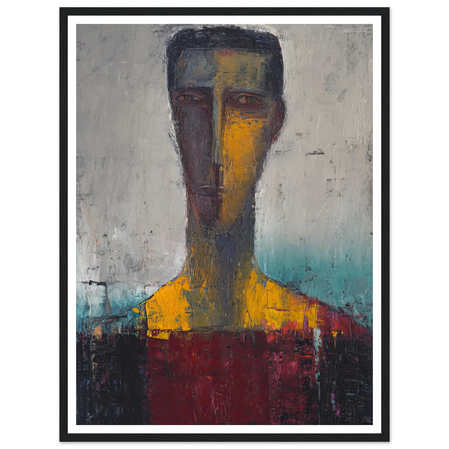 Divided Soul in Gold and Grey - Framed Poster - 30x40 cm / 12x16″ - Black frame