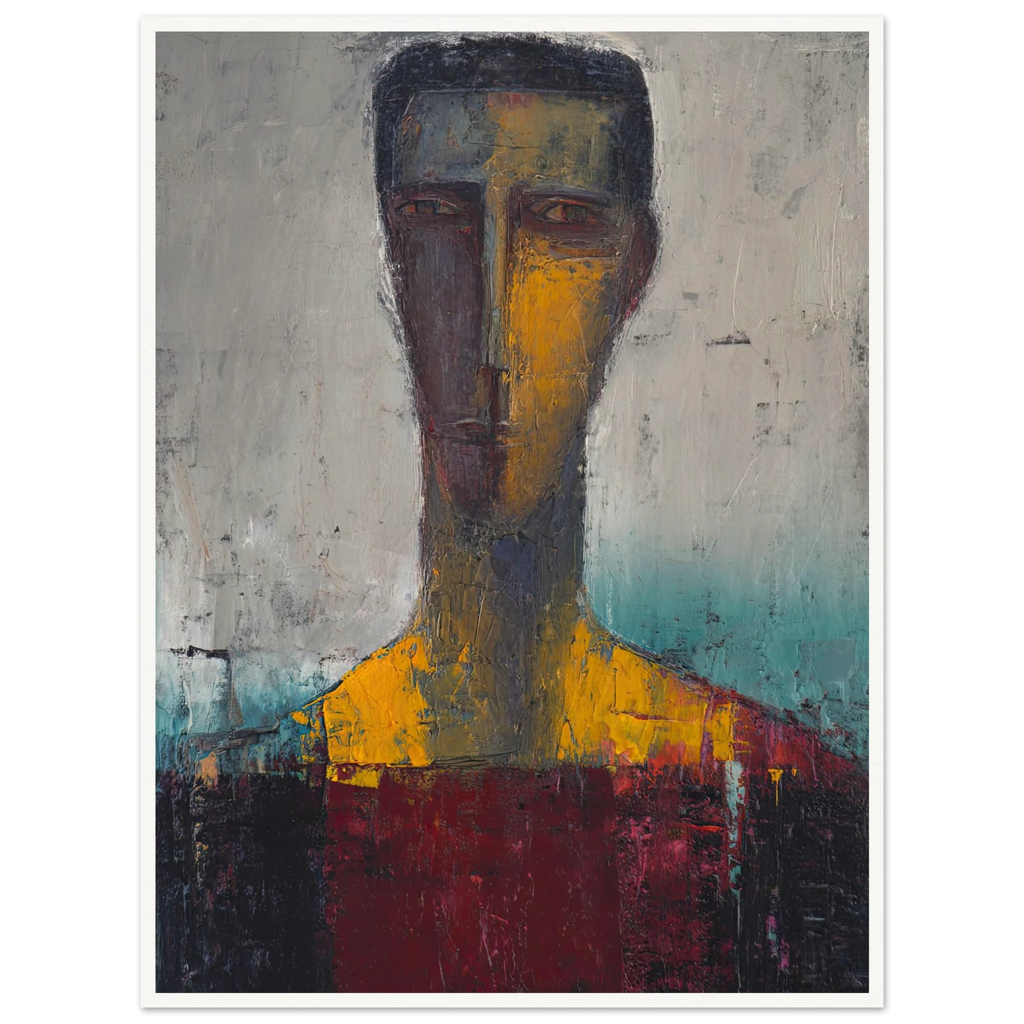 Divided Soul in Gold and Grey - Framed Poster - 30x40 cm / 12x16″ - Black frame