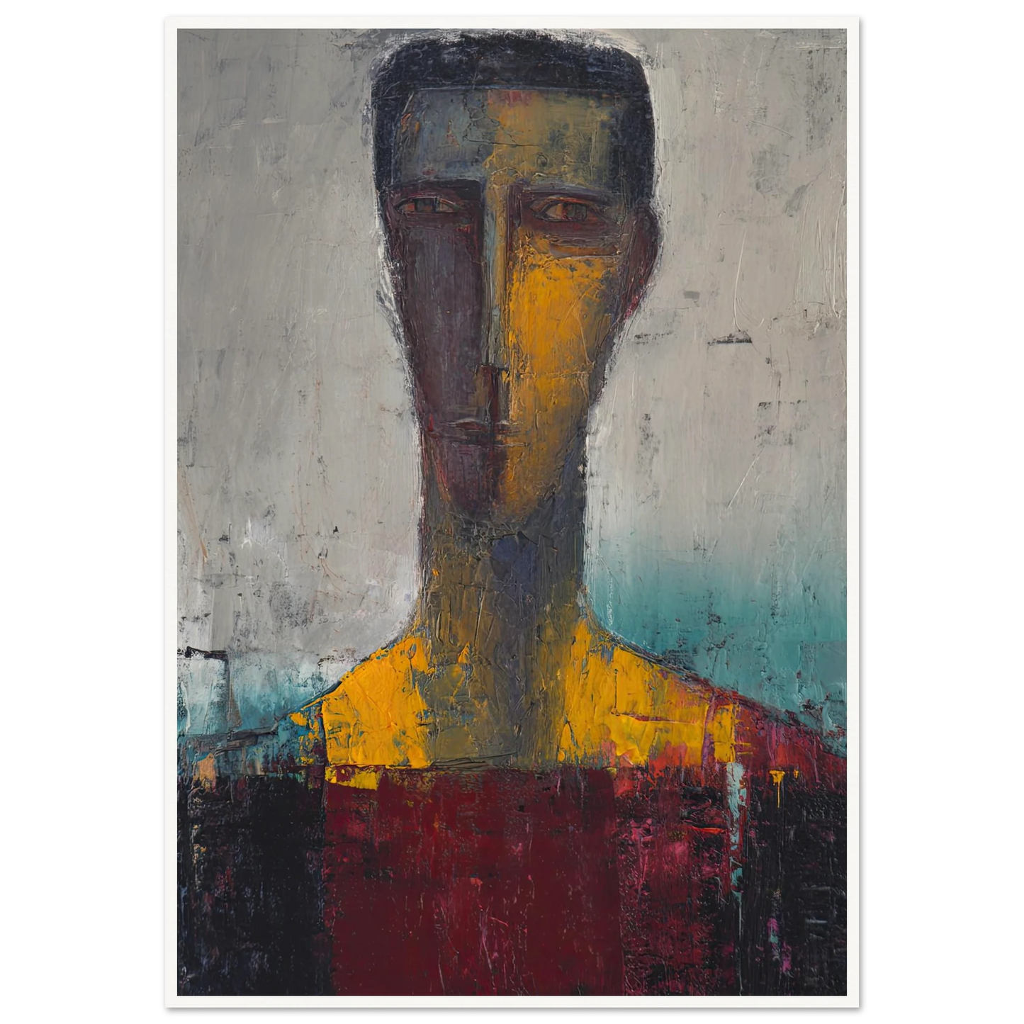 Divided Soul in Gold and Grey - Framed Poster - 30x40 cm / 12x16″ - Black frame