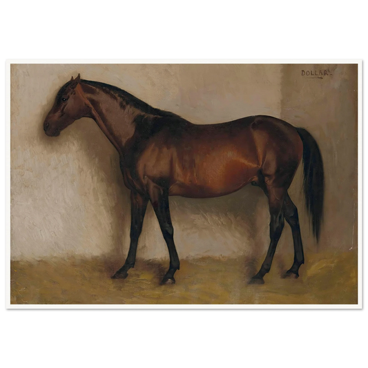 Dollar, a Bay Hunter in a loose Box Art Print | Jean Leon Gerome - Framed Poster - 30x40 cm / 12x16″ - Black frame