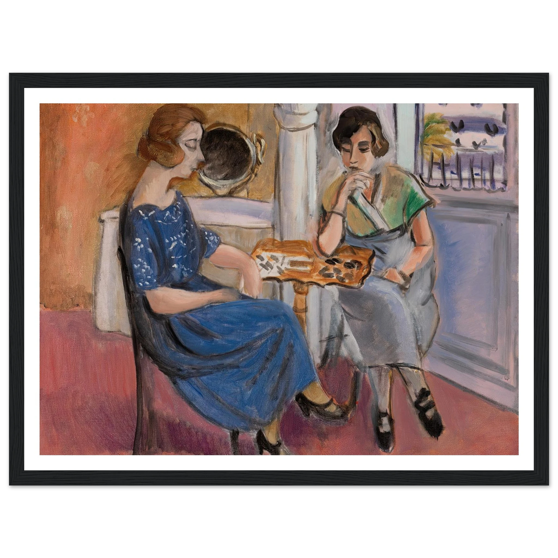 Domino Players (1921) Art Print | Henri Matisse - Framed Poster - 30x40 cm / 12x16″ - Black frame