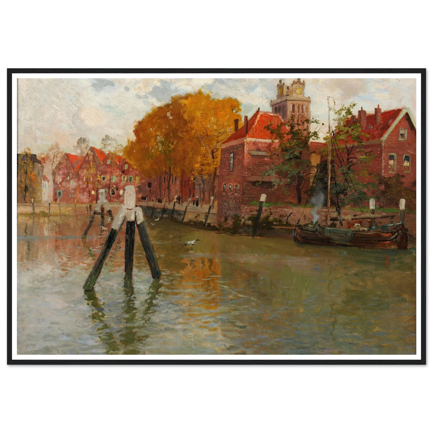 Dordrecht Art Print | Frits Thaulow - Framed Poster - 30x40 cm / 12x16″ - Black frame