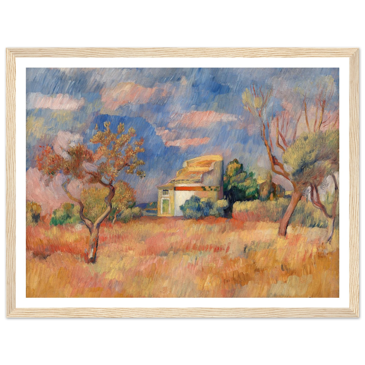 Dovecote at Bellevue (Pigeonnier de Bellevue) (c. 1888–1889) Art Print | Pierre Auguste Renoir - Framed Poster - 30x40 cm / 12x16″ - Black frame