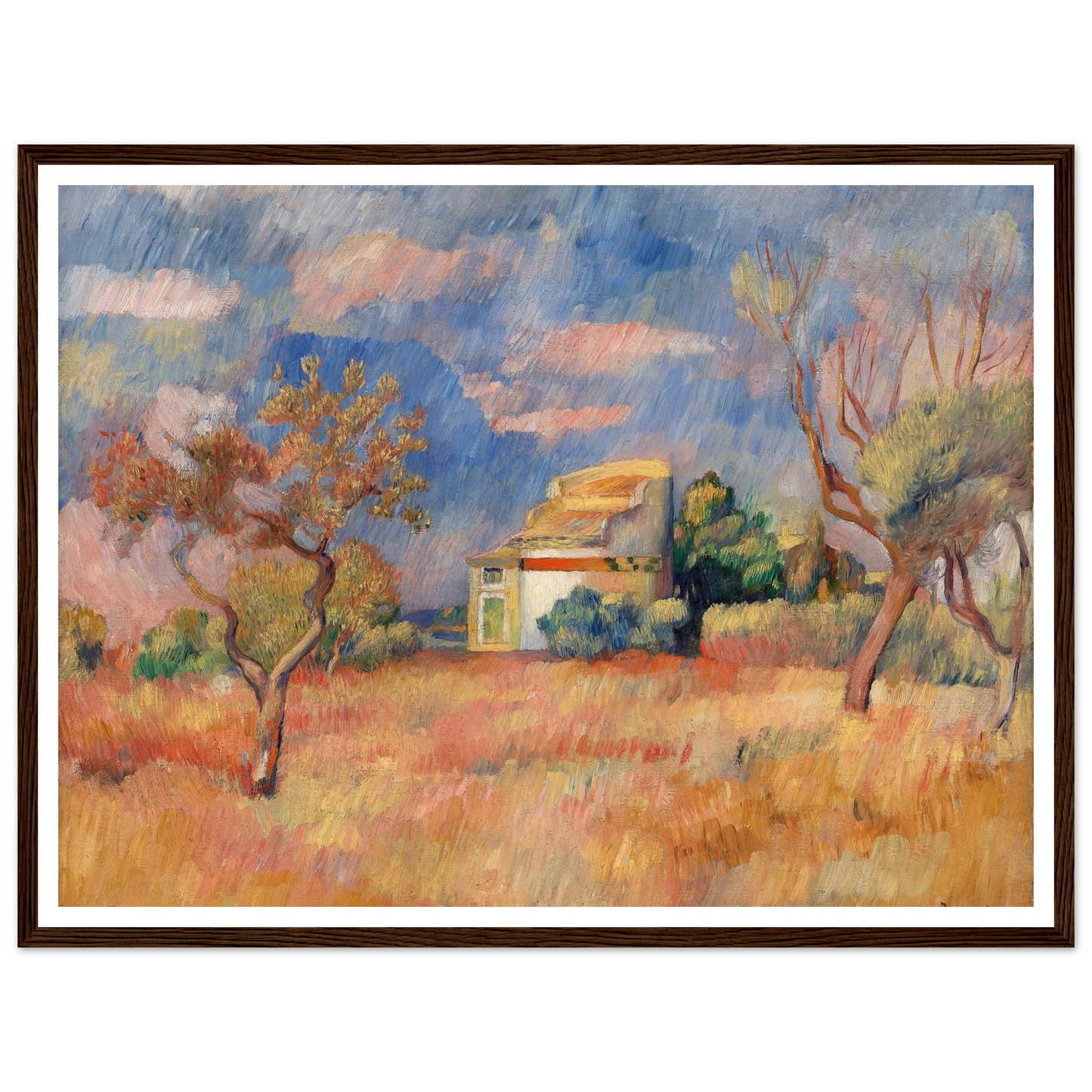 Dovecote at Bellevue (Pigeonnier de Bellevue) (c. 1888–1889) Art Print | Pierre Auguste Renoir - Framed Poster - 30x40 cm / 12x16″ - Black frame