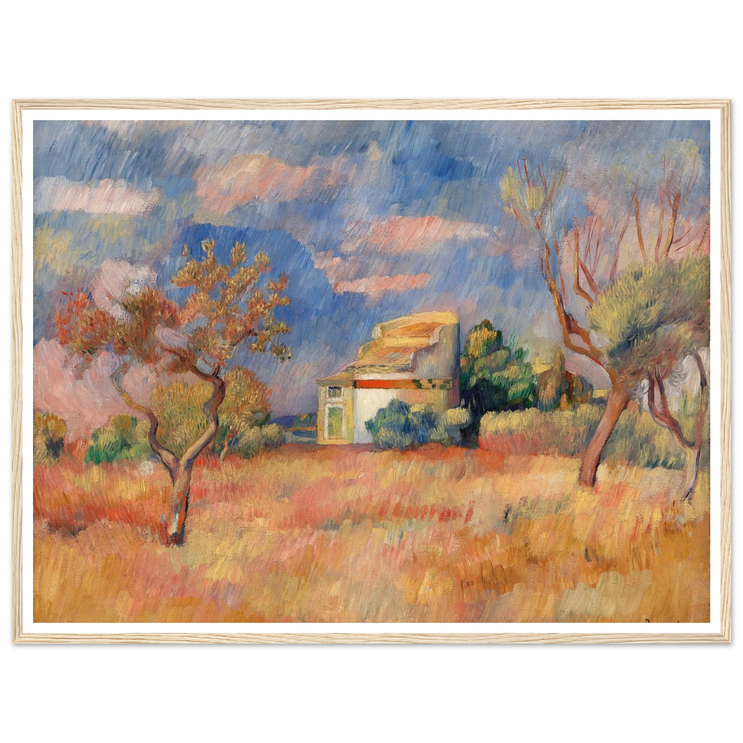 Dovecote at Bellevue (Pigeonnier de Bellevue) (c. 1888–1889) Art Print | Pierre Auguste Renoir - Framed Poster - 30x40 cm / 12x16″ - Black frame