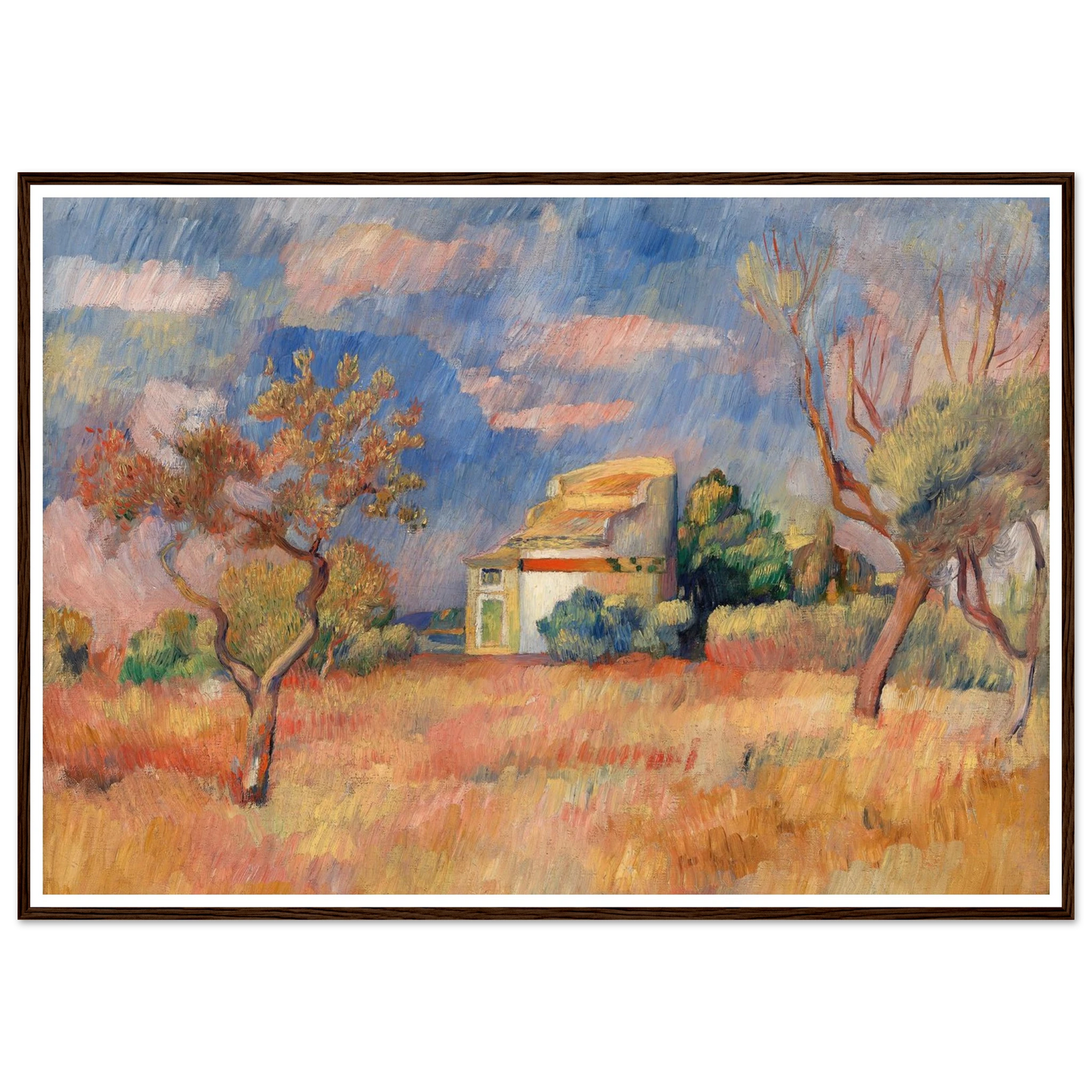 Dovecote at Bellevue (Pigeonnier de Bellevue) (c. 1888–1889) Art Print | Pierre Auguste Renoir - Framed Poster - 30x40 cm / 12x16″ - Black frame