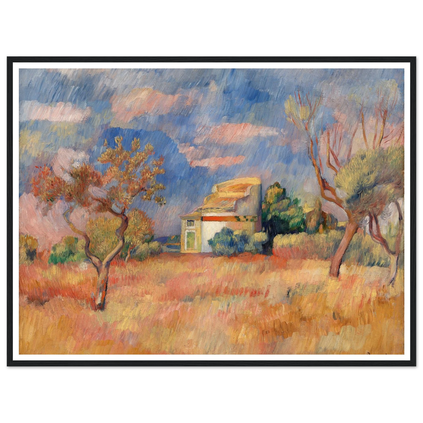 Dovecote at Bellevue (Pigeonnier de Bellevue) (c. 1888–1889) Art Print | Pierre Auguste Renoir - Framed Poster - 30x40 cm / 12x16″ - Black frame
