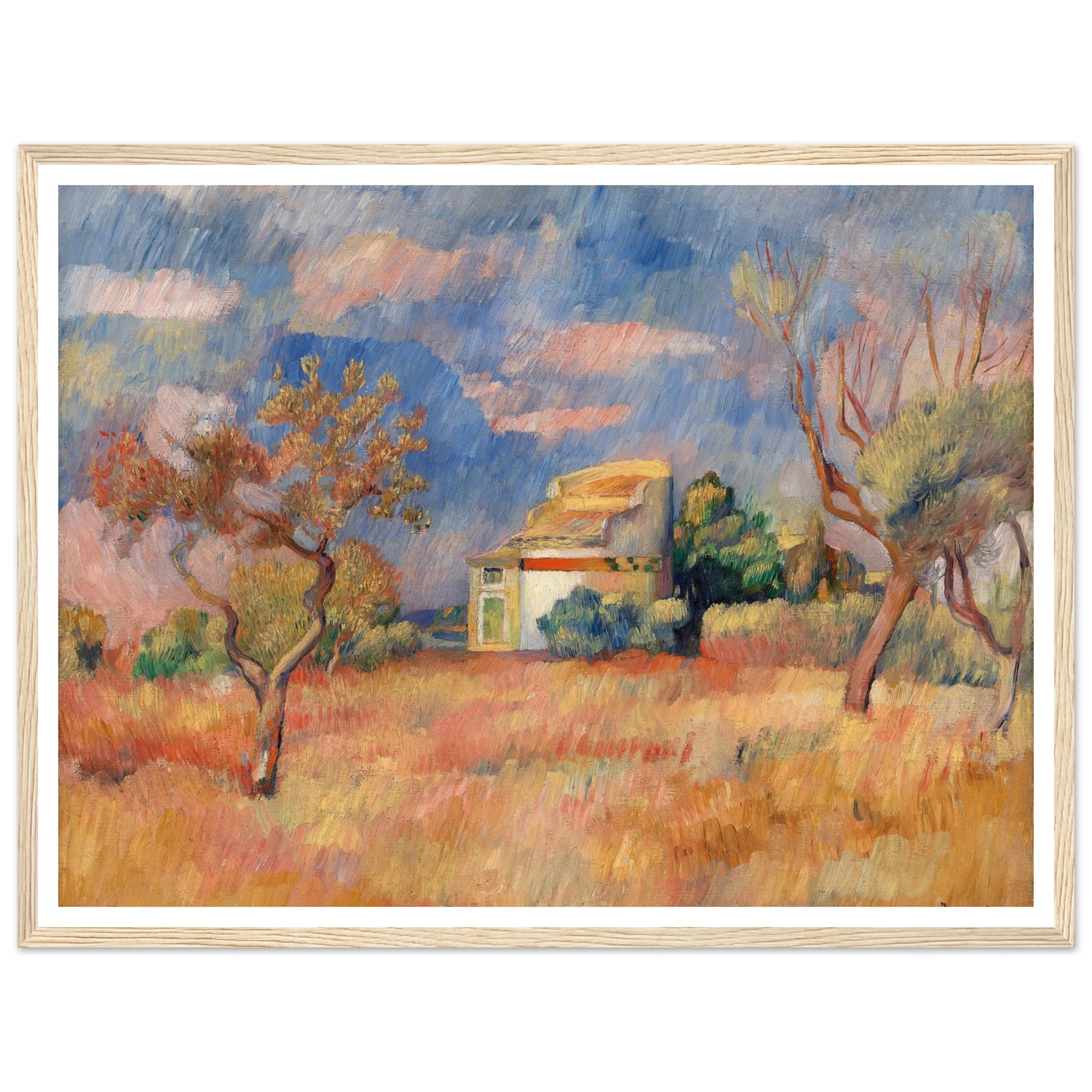 Dovecote at Bellevue (Pigeonnier de Bellevue) (c. 1888–1889) Art Print | Pierre Auguste Renoir - Framed Poster - 30x40 cm / 12x16″ - Black frame