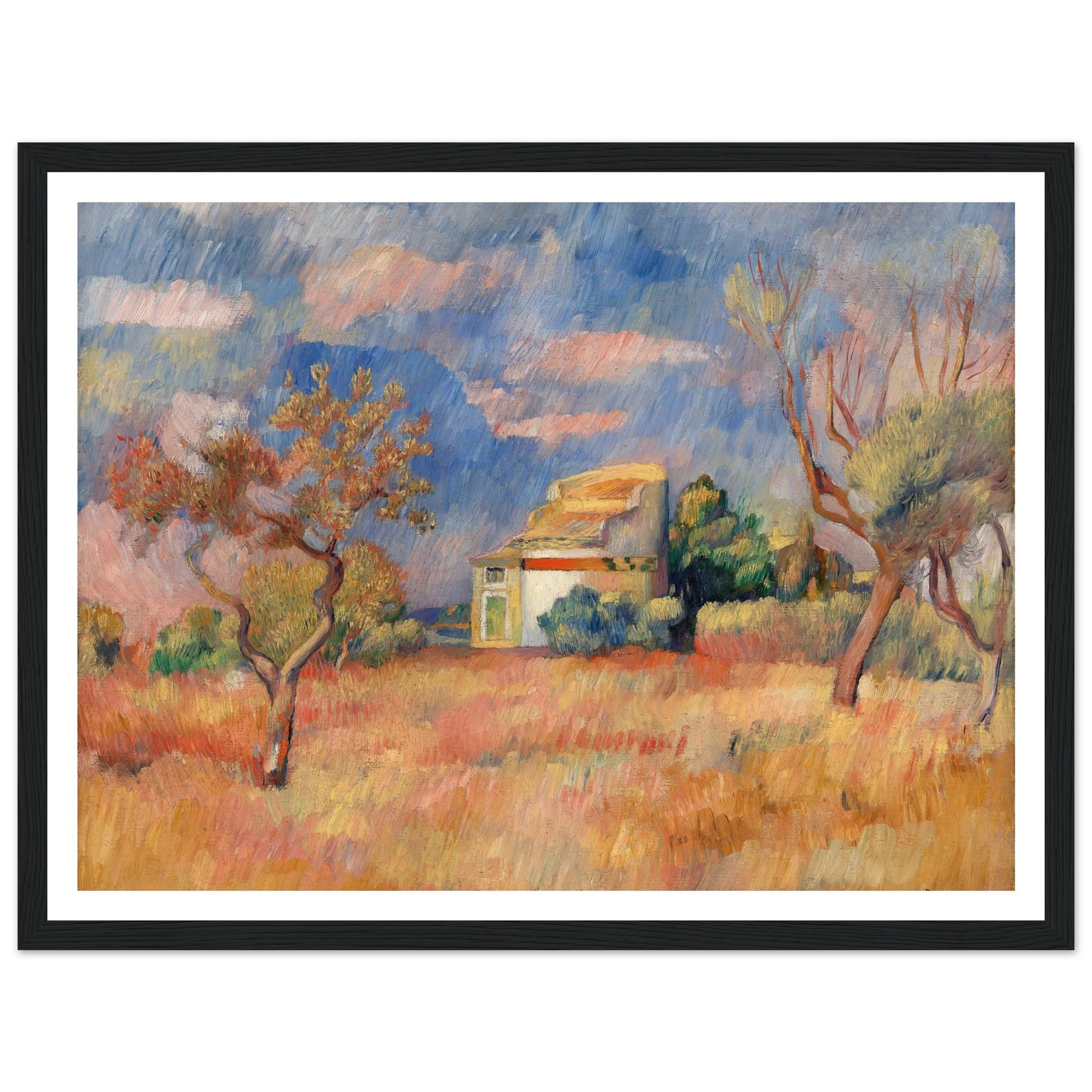 Dovecote at Bellevue (Pigeonnier de Bellevue) (c. 1888–1889) Art Print | Pierre Auguste Renoir - Framed Poster - 30x40 cm / 12x16″ - Black frame
