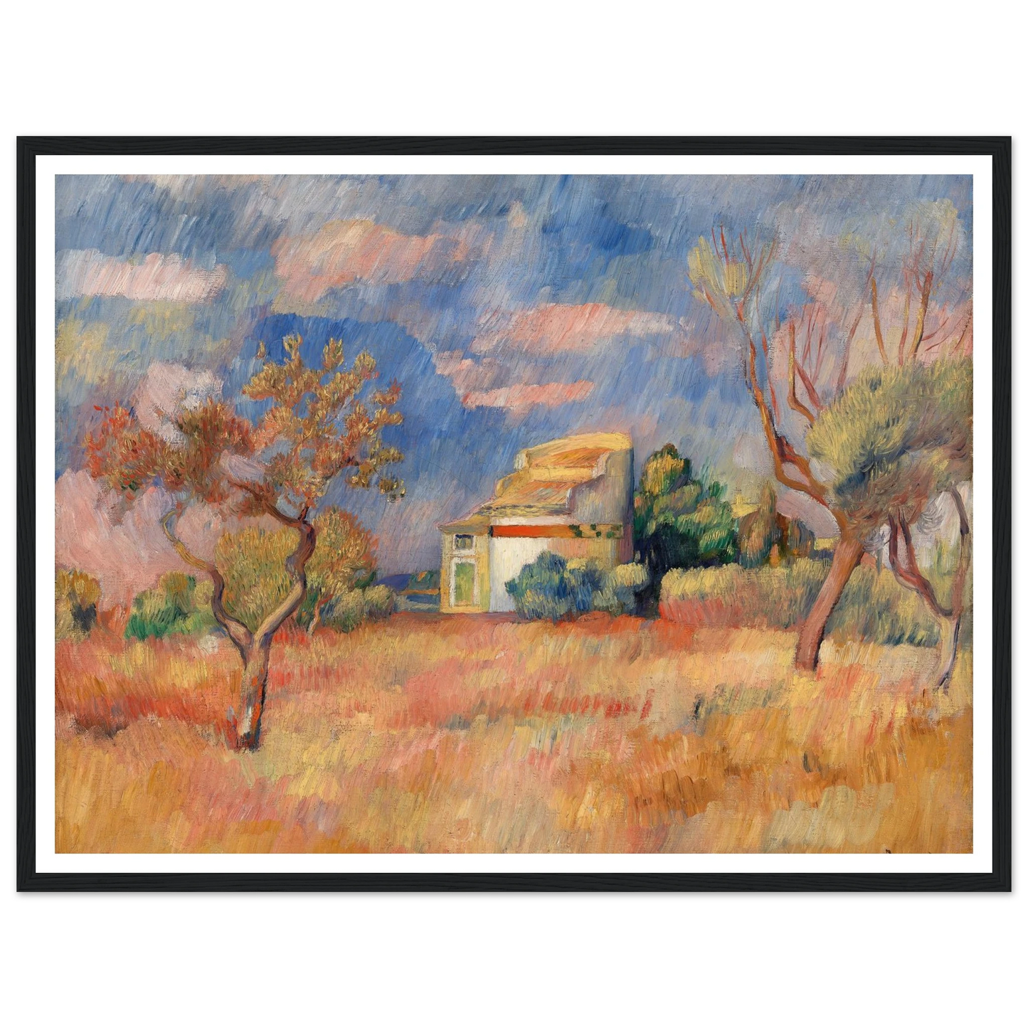 Dovecote at Bellevue (Pigeonnier de Bellevue) (c. 1888–1889) Art Print | Pierre Auguste Renoir - Framed Poster - 30x40 cm / 12x16″ - Black frame