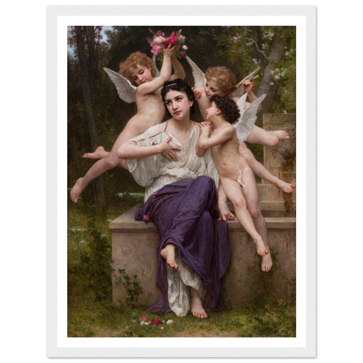 Dream of Spring (Rêve de printemps) (1901) Art Print | William Bouguereau - Framed Poster - 30x40 cm / 12x16″ - Black frame