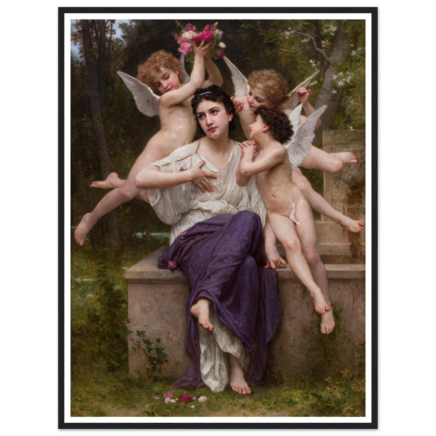 Dream of Spring (Rêve de printemps) (1901) Art Print | William Bouguereau - Framed Poster - 30x40 cm / 12x16″ - Black frame