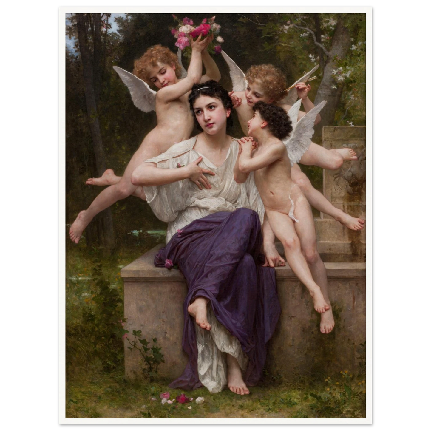 Dream of Spring (Rêve de printemps) (1901) Art Print | William Bouguereau - Framed Poster - 30x40 cm / 12x16″ - Black frame