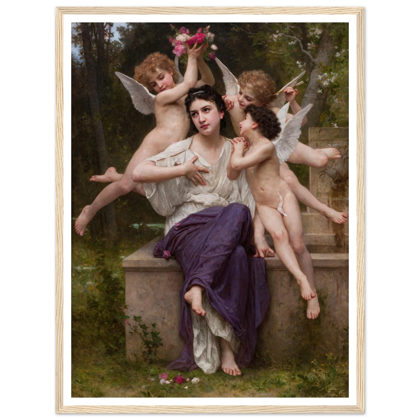 Dream of Spring (Rêve de printemps) (1901) Art Print | William Bouguereau - Framed Poster - 30x40 cm / 12x16″ - Black frame