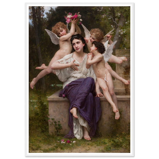 Dream of Spring (Rêve de printemps) (1901) Art Print | William Bouguereau - Framed Poster - 30x40 cm / 12x16″ - Black frame