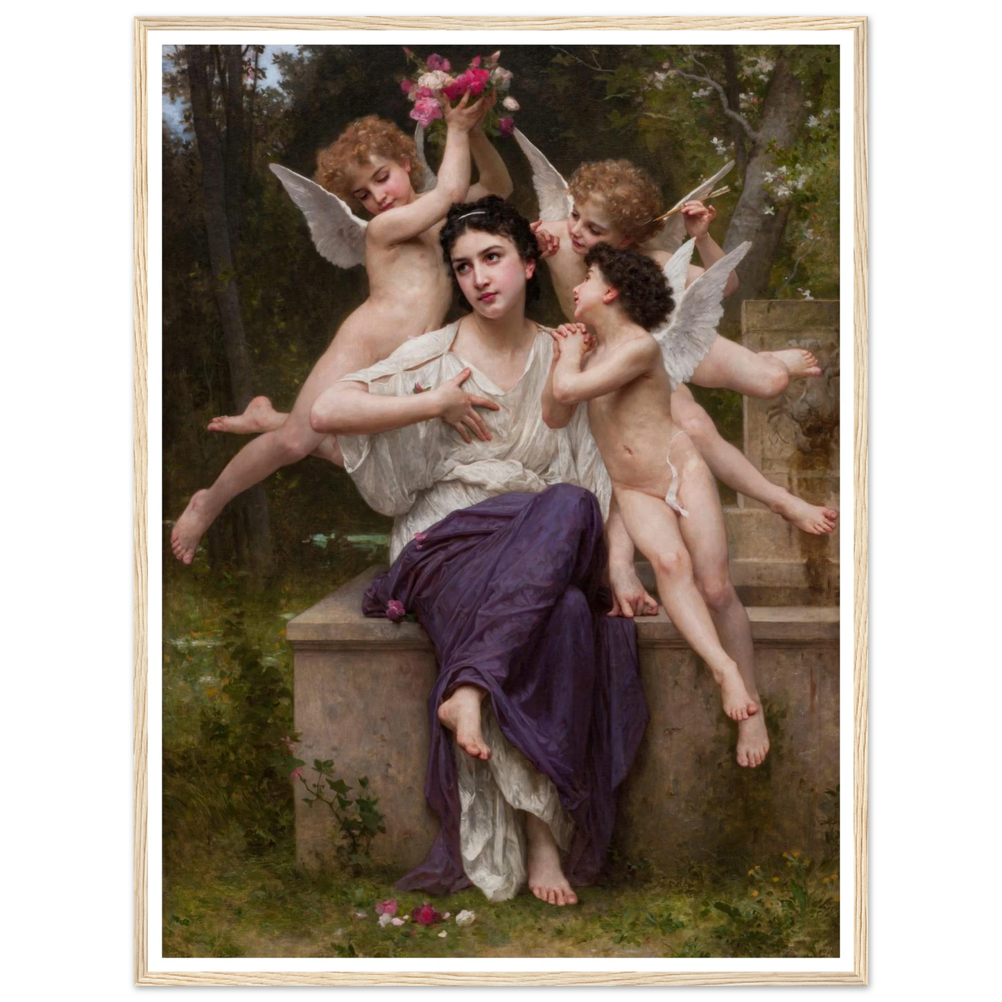 Dream of Spring (Rêve de printemps) (1901) Art Print | William Bouguereau - Framed Poster - 30x40 cm / 12x16″ - Black frame