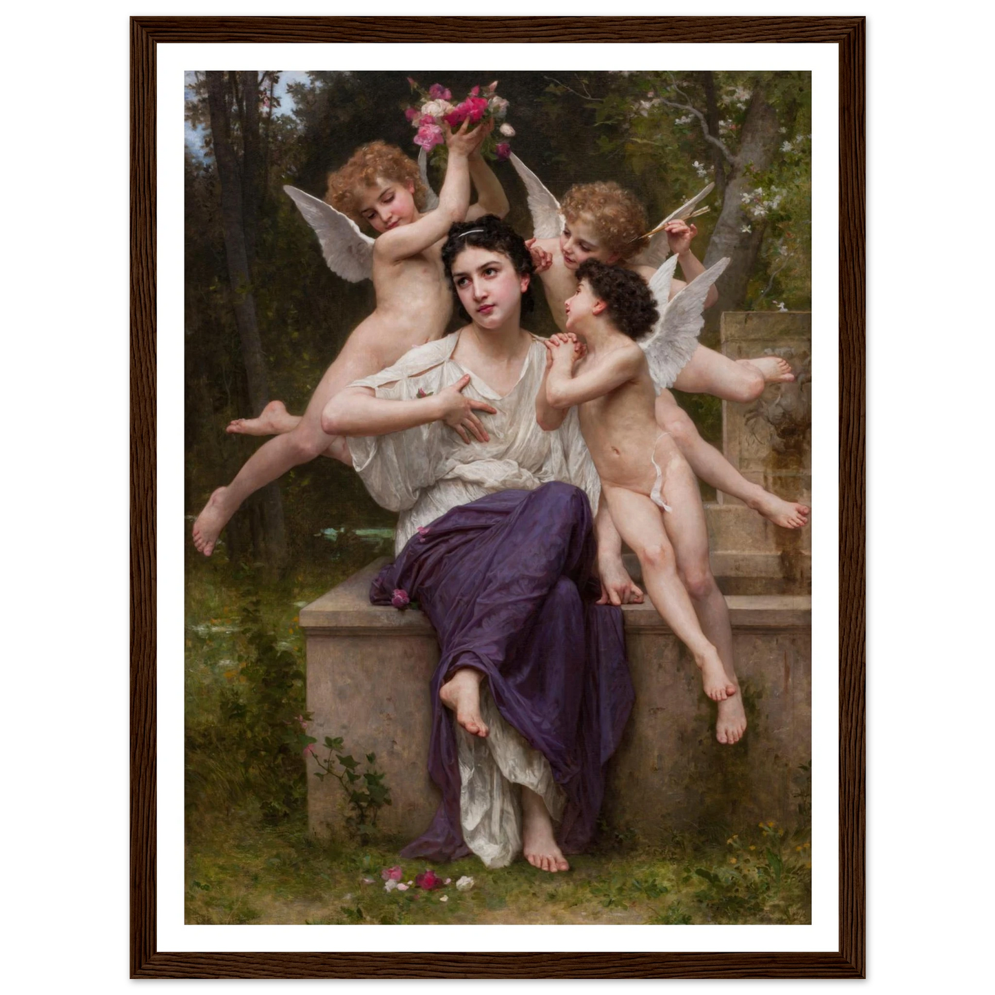 Dream of Spring (Rêve de printemps) (1901) Art Print | William Bouguereau - Framed Poster - 30x40 cm / 12x16″ - Black frame