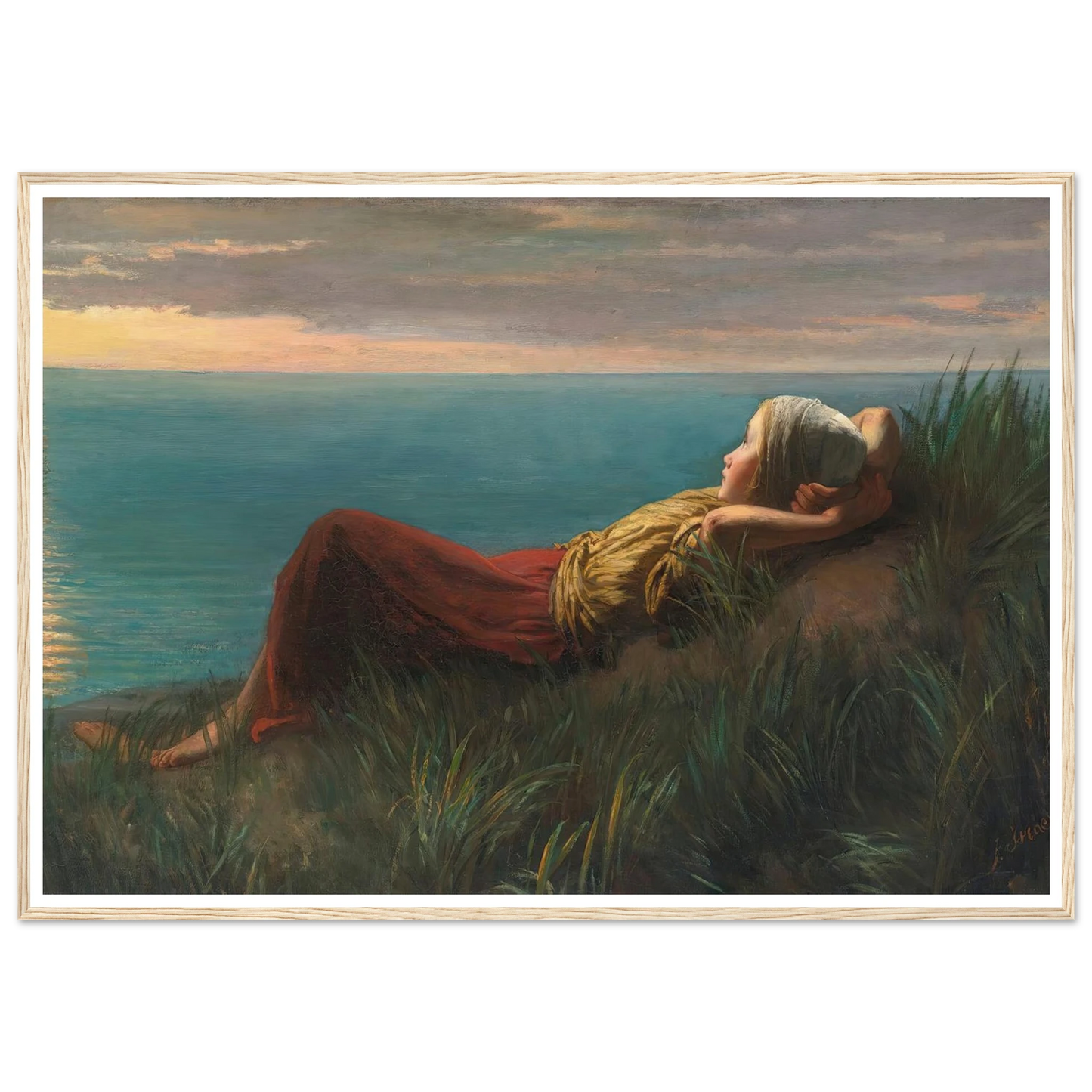 Dreams (Dolce Far Niente) Art Print | Jozef Israels - Framed Poster - 30x40 cm / 12x16″ - Black frame