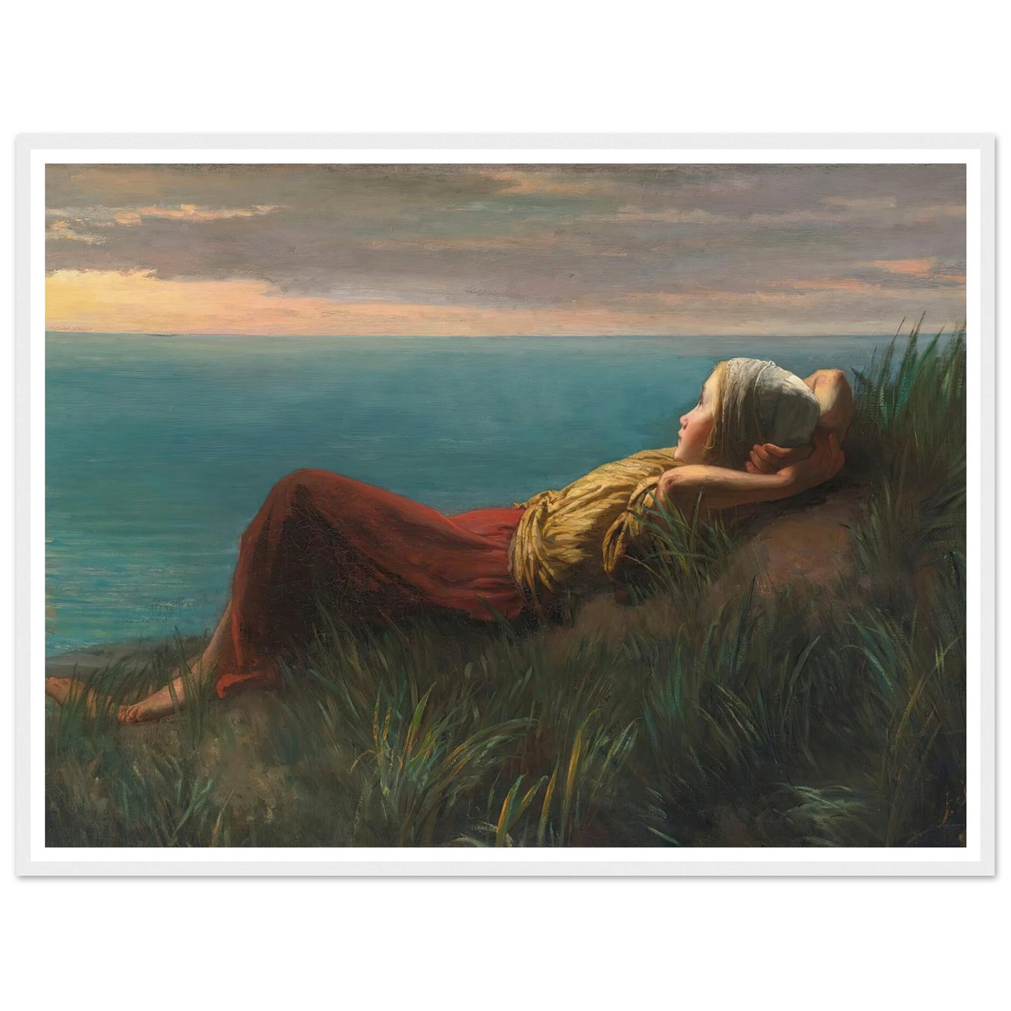 Dreams (Dolce Far Niente) Art Print | Jozef Israels - Framed Poster - 30x40 cm / 12x16″ - Black frame