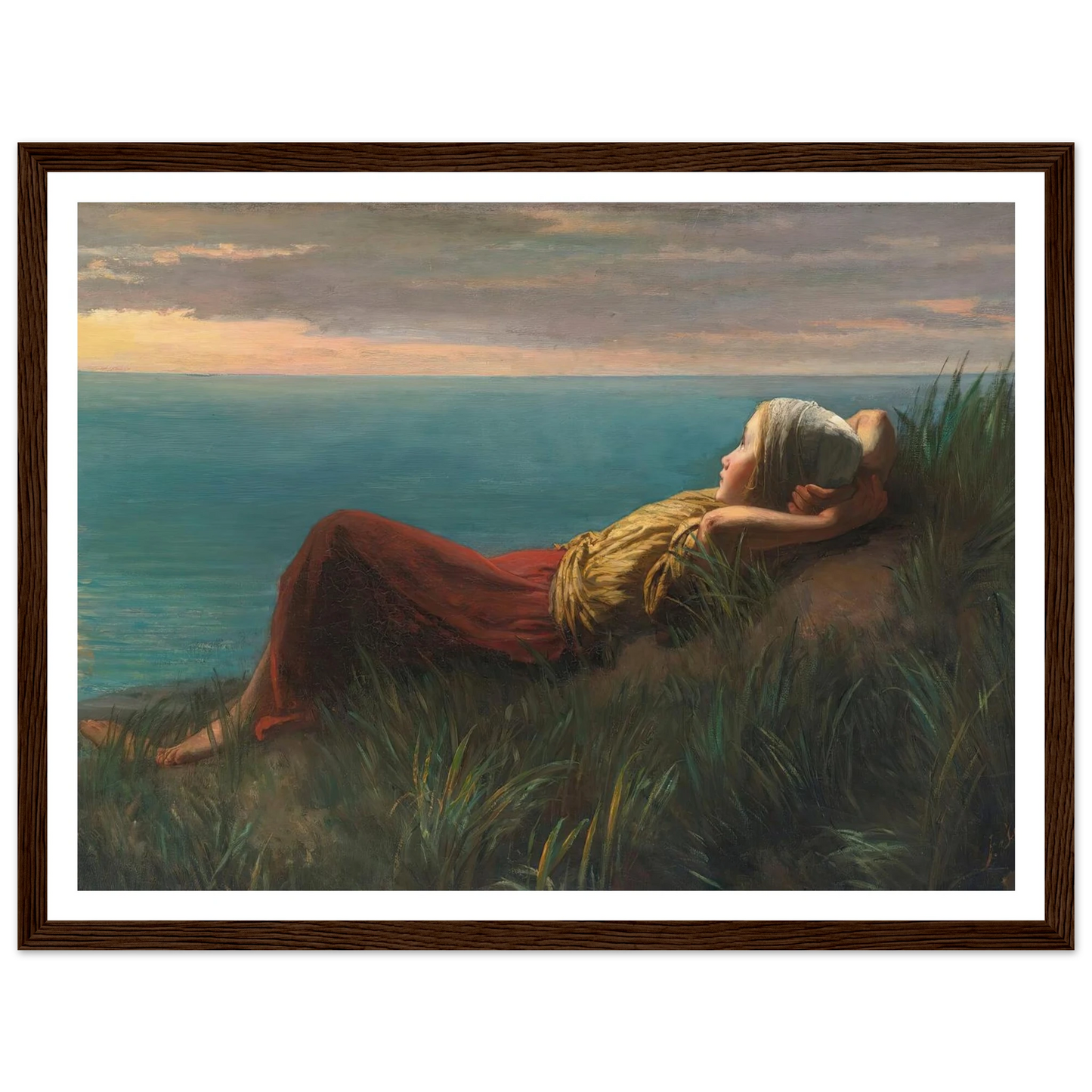 Dreams (Dolce Far Niente) Art Print | Jozef Israels - Framed Poster - 30x40 cm / 12x16″ - Black frame