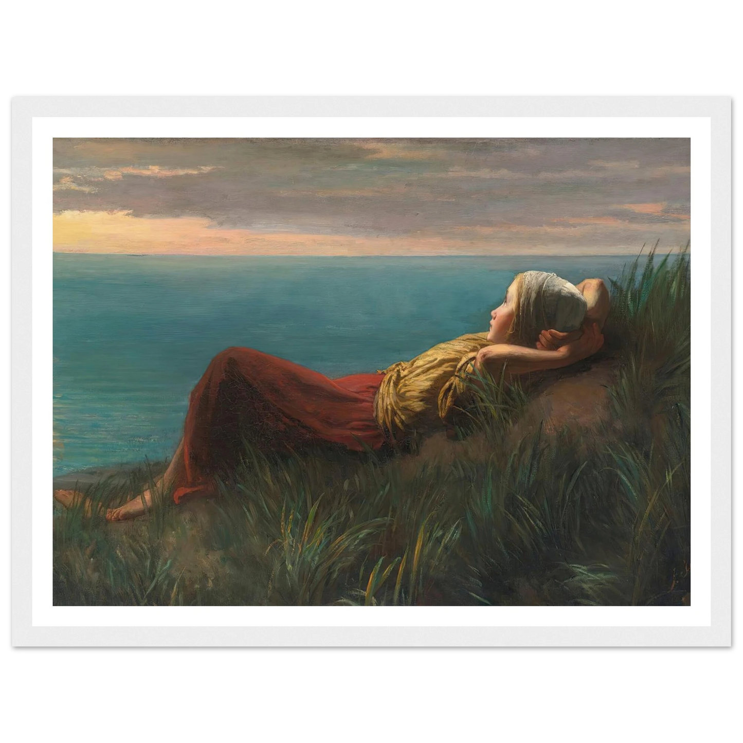 Dreams (Dolce Far Niente) Art Print | Jozef Israels - Framed Poster - 30x40 cm / 12x16″ - Black frame