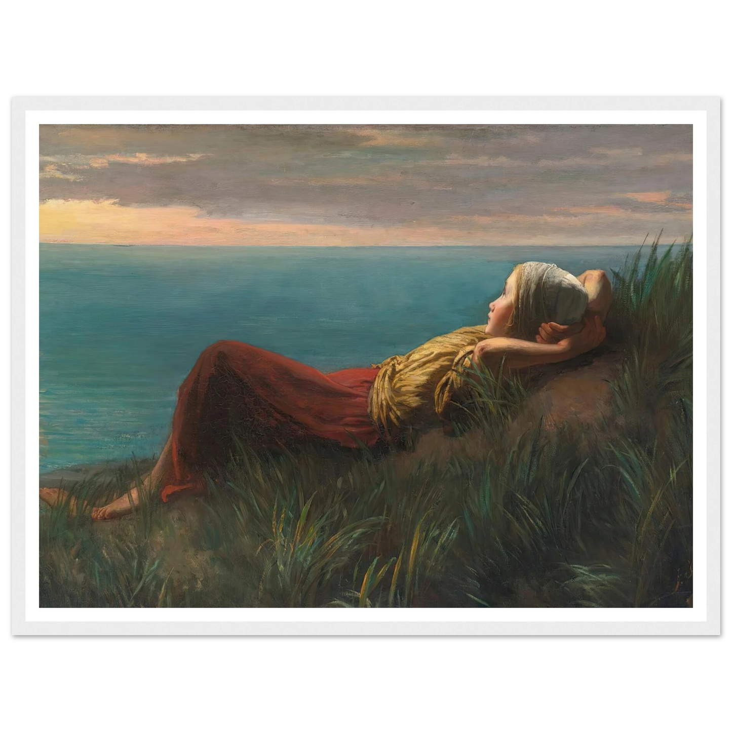Dreams (Dolce Far Niente) Art Print | Jozef Israels - Framed Poster - 30x40 cm / 12x16″ - Black frame