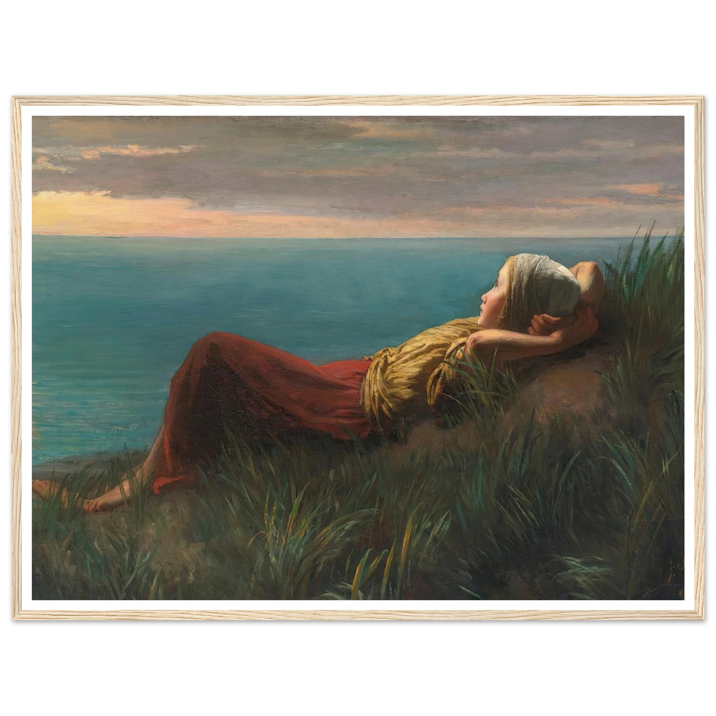 Dreams (Dolce Far Niente) Art Print | Jozef Israels - Framed Poster - 30x40 cm / 12x16″ - Black frame