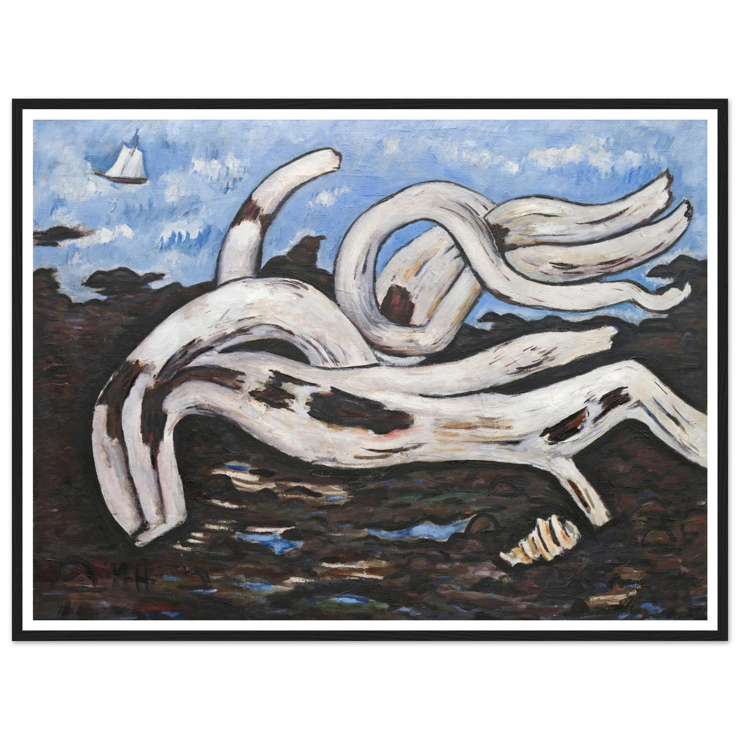 Driftwood on the Bagaduce (1939–40) Art Print | Marsden Hartley - Framed Poster - 30x40 cm / 12x16″ - Black frame
