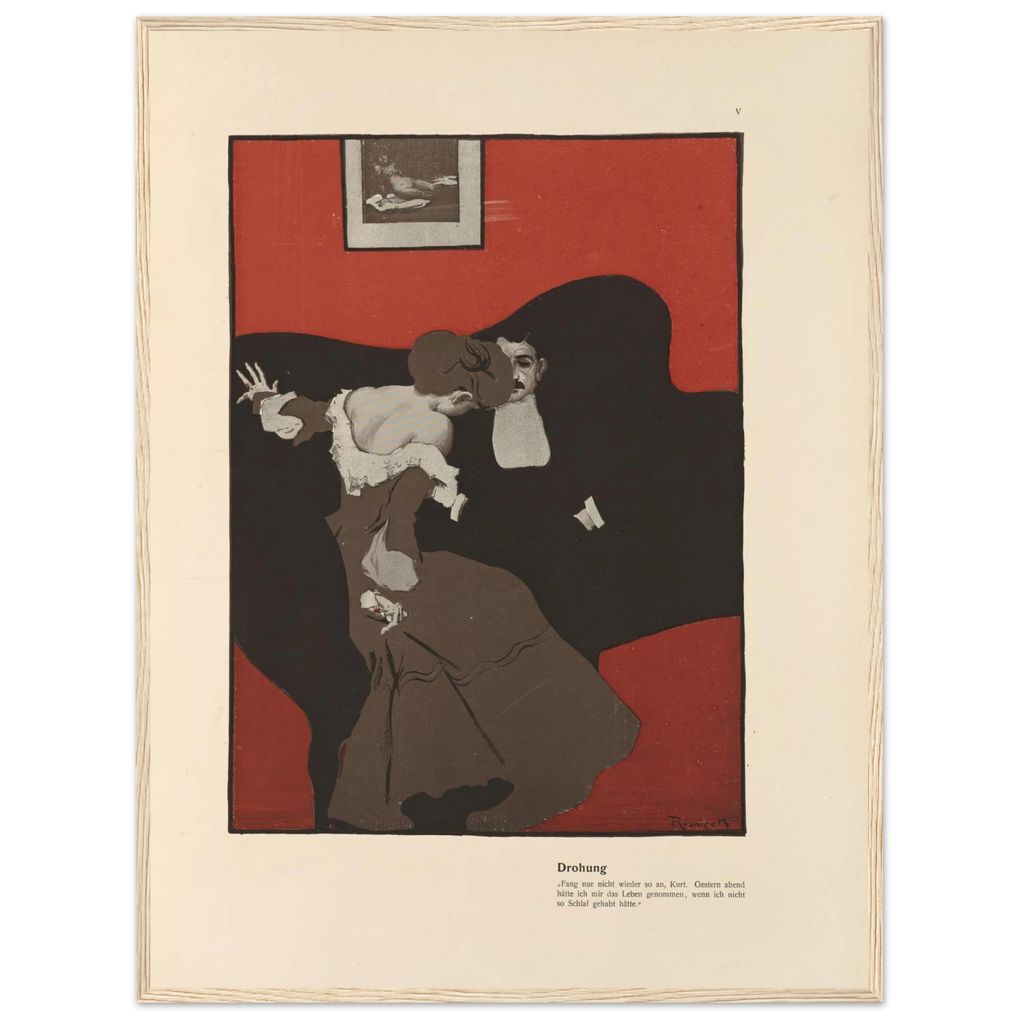 Drohung (1908) Art Print | Ferdinand Freiherr von Reznicek - Framed Poster - 30x40 cm / 12x16″ - Black frame