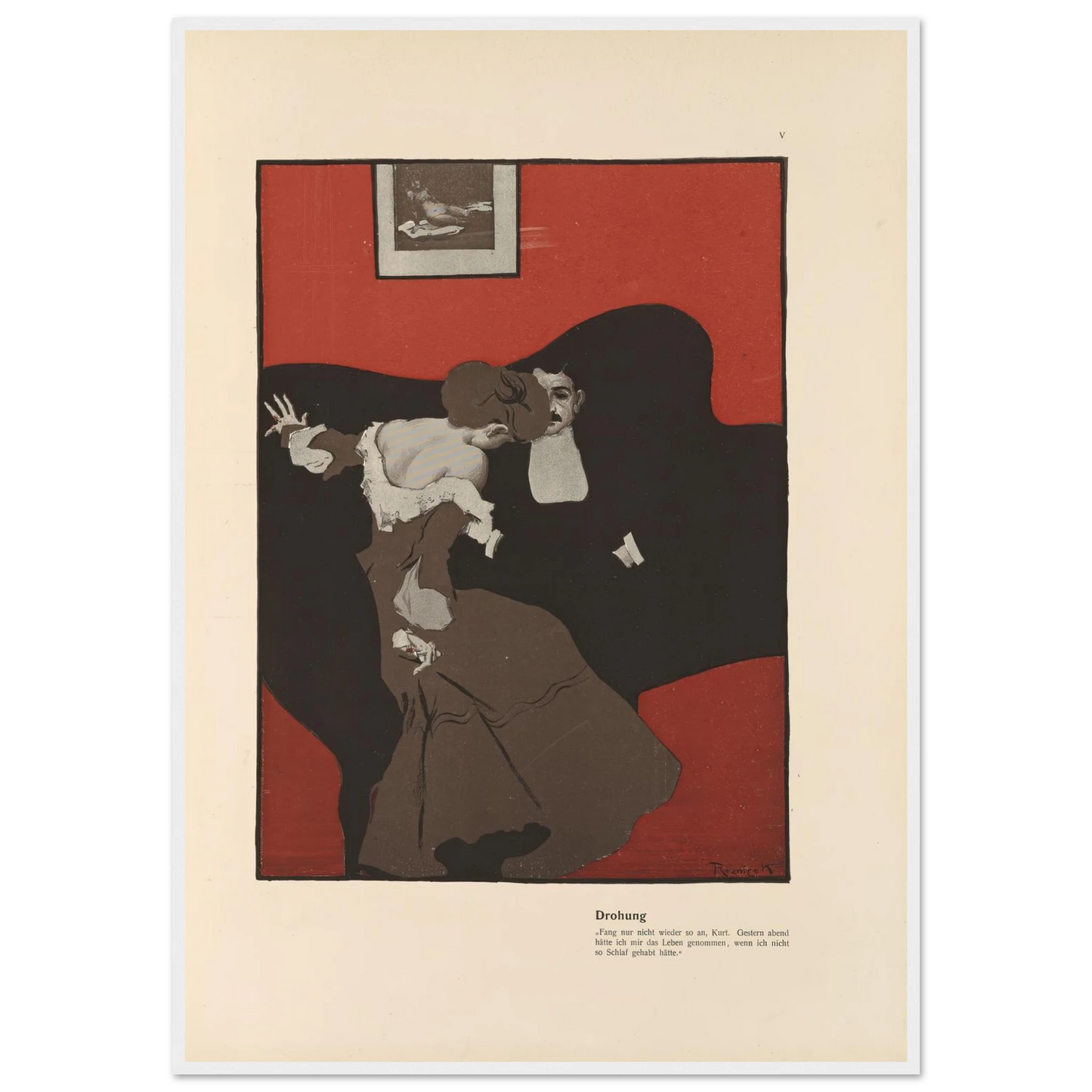 Drohung (1908) Art Print | Ferdinand Freiherr von Reznicek - Framed Poster - 30x40 cm / 12x16″ - Black frame