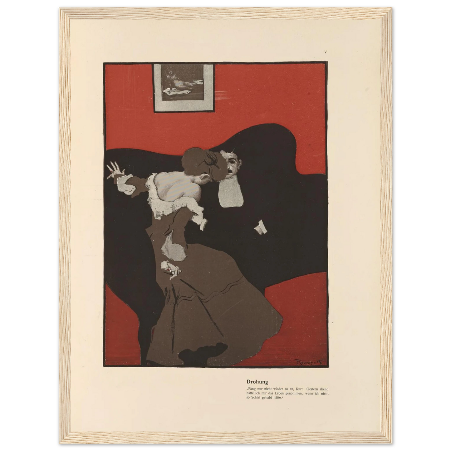 Drohung (1908) Art Print | Ferdinand Freiherr von Reznicek - Framed Poster - 30x40 cm / 12x16″ - Black frame