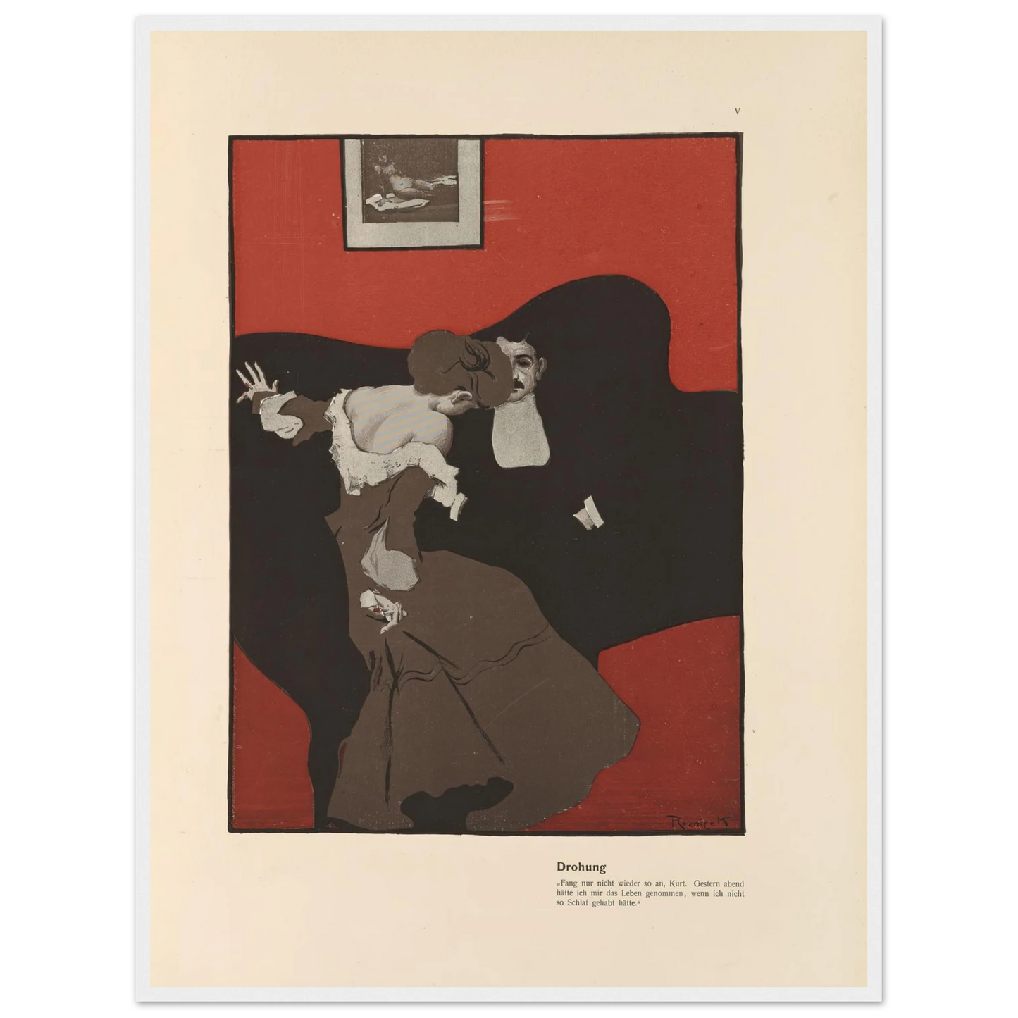 Drohung (1908) Art Print | Ferdinand Freiherr von Reznicek - Framed Poster - 30x40 cm / 12x16″ - Black frame