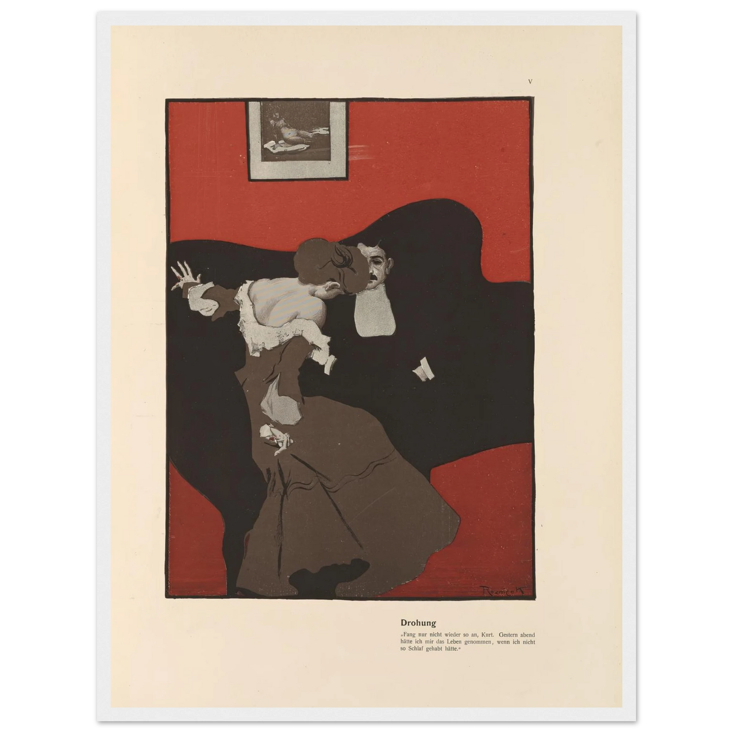Drohung (1908) Art Print | Ferdinand Freiherr von Reznicek - Framed Poster - 30x40 cm / 12x16″ - Black frame