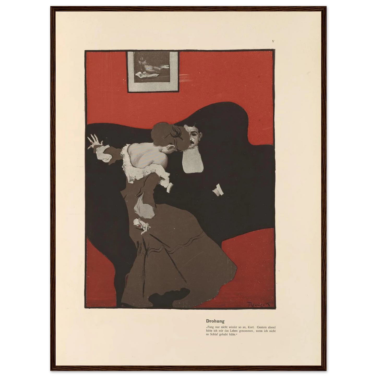 Drohung (1908) Art Print | Ferdinand Freiherr von Reznicek - Framed Poster - 30x40 cm / 12x16″ - Black frame
