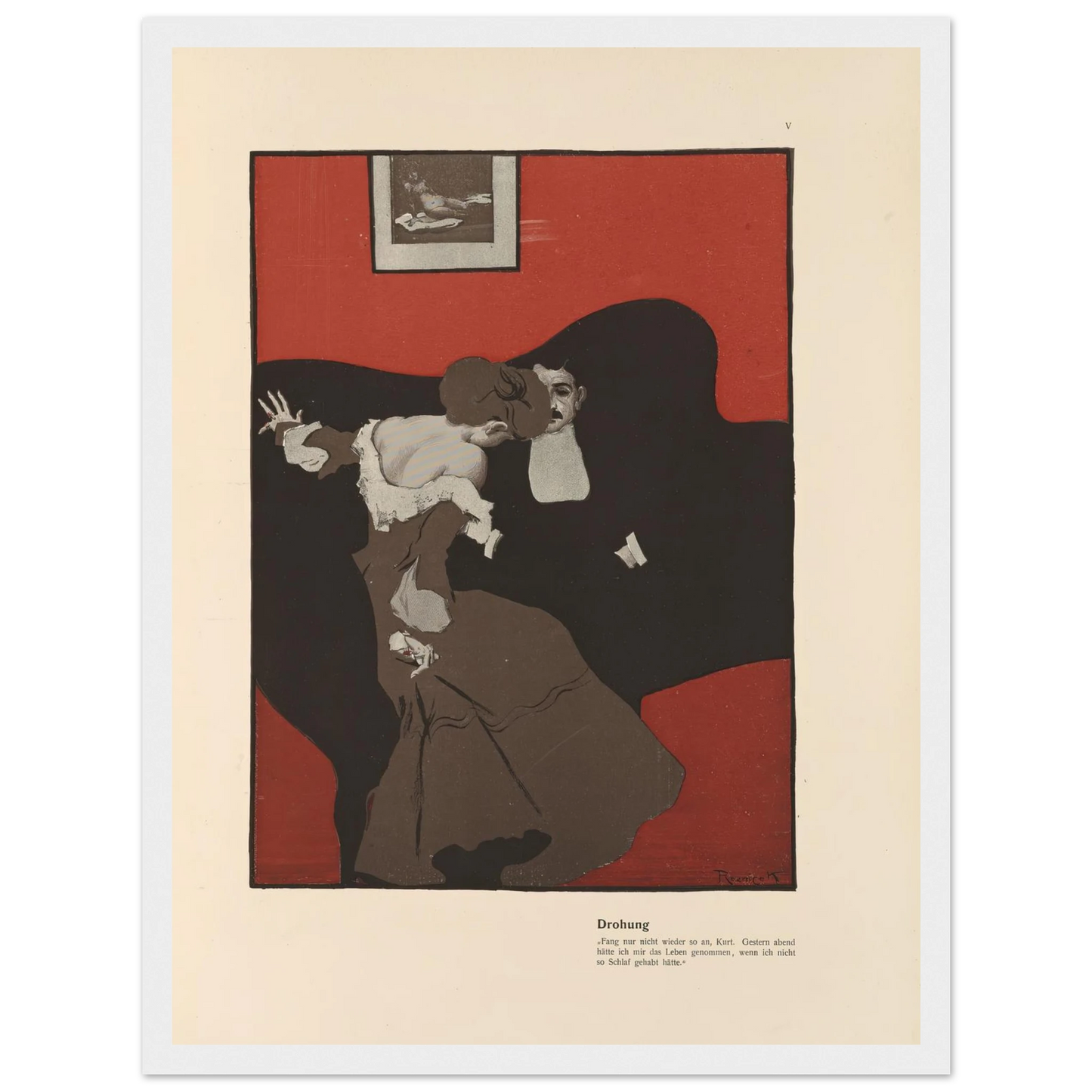 Drohung (1908) Art Print | Ferdinand Freiherr von Reznicek - Framed Poster - 30x40 cm / 12x16″ - Black frame
