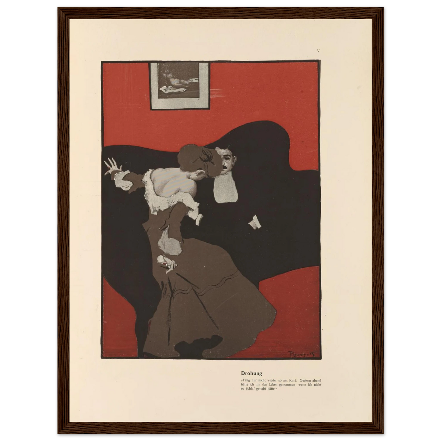Drohung (1908) Art Print | Ferdinand Freiherr von Reznicek - Framed Poster - 30x40 cm / 12x16″ - Black frame