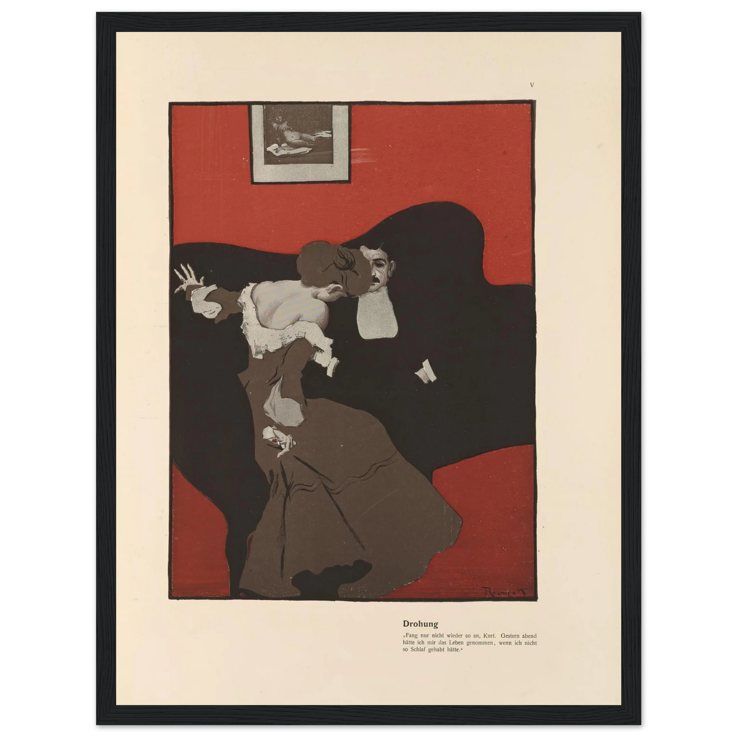 Drohung (1908) Art Print | Ferdinand Freiherr von Reznicek - Framed Poster - 30x40 cm / 12x16″ - Black frame
