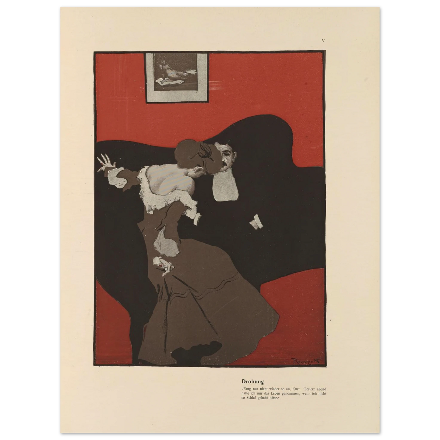 Drohung (1908) Art Print | Ferdinand Freiherr von Reznicek - Framed Poster - 30x40 cm / 12x16″ - Black frame