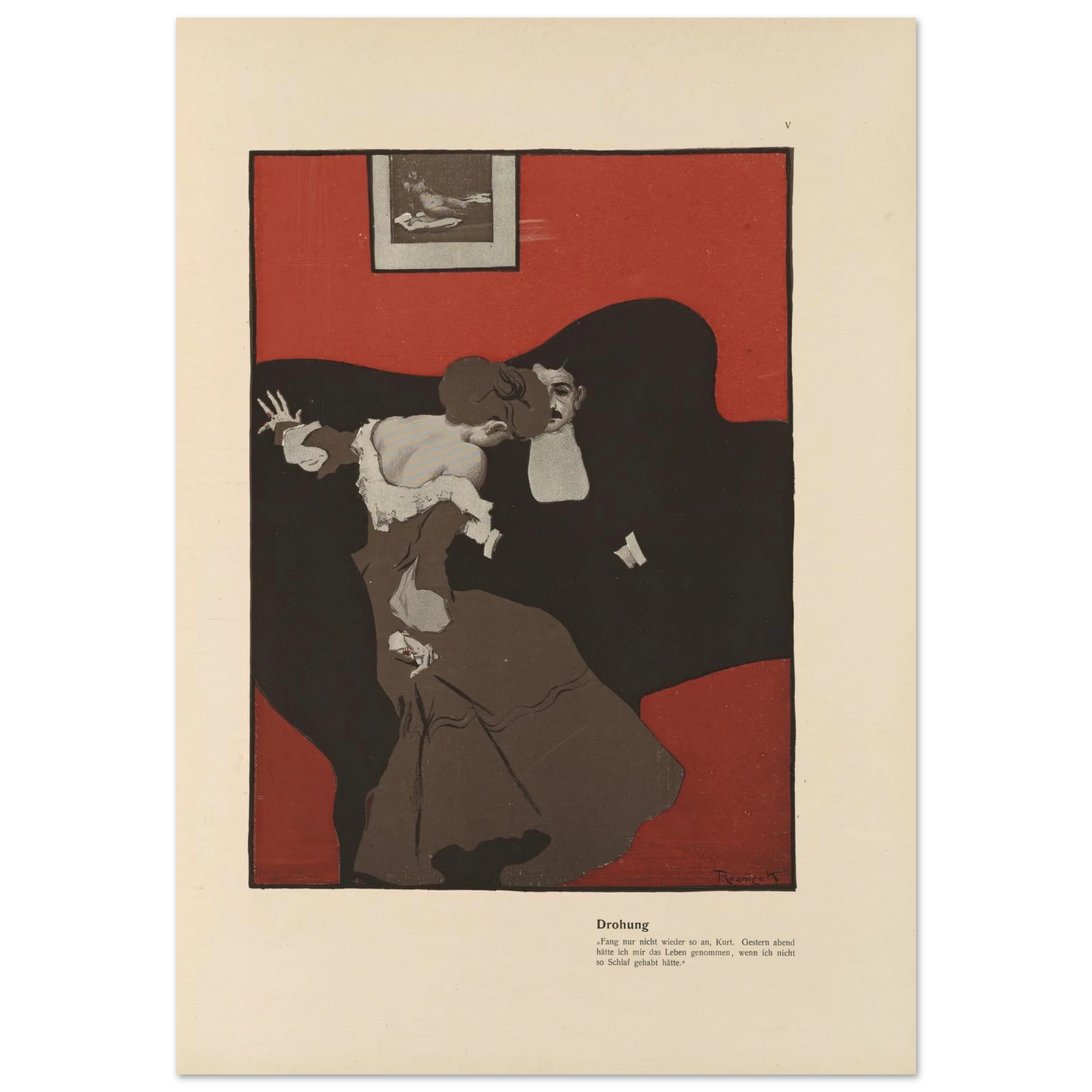 Drohung (1908) Art Print | Ferdinand Freiherr von Reznicek - Framed Poster - 30x40 cm / 12x16″ - Black frame