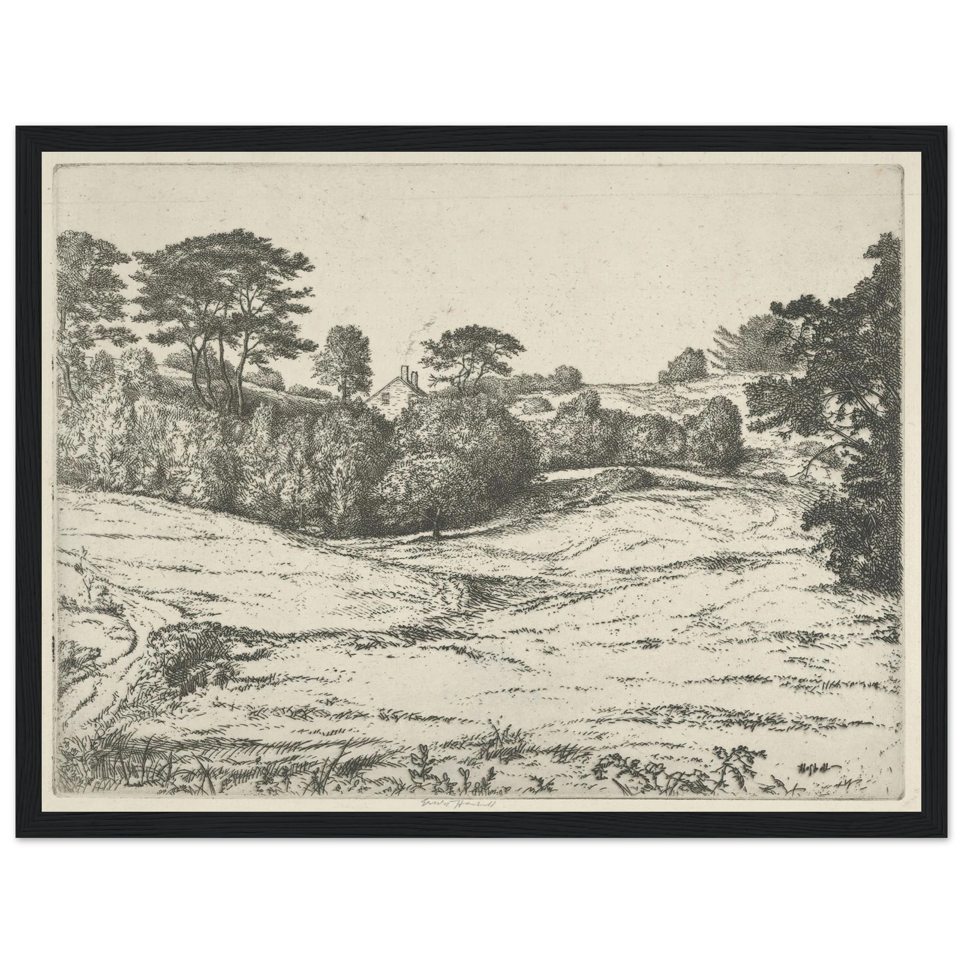 Dromore Vale (1900-1925) Art Print | Ernest Haskell - Framed Poster - 30x40 cm / 12x16″ - Black frame