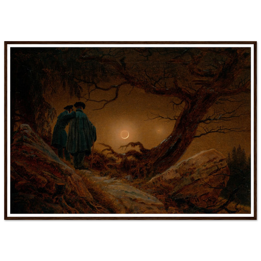 Du Homoj Kontemplante la Lunon, 1819-20 Art Print | Caspar David Friedrich - Framed Poster - 30x40 cm / 12x16″ - Black frame