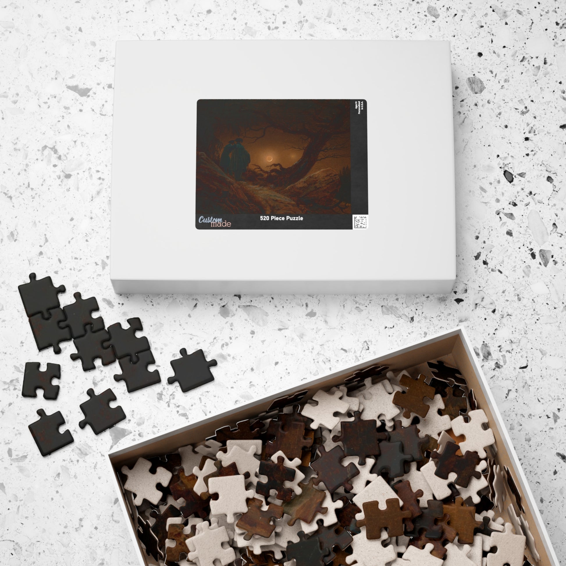 Du Homoj Kontemplante la Lunon Puzzle | Caspar David Friedrich - - 252 pcs (Horizontal) - 