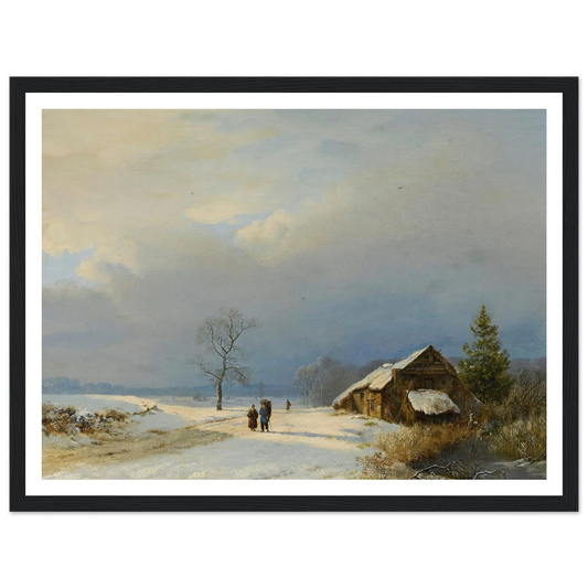 Dutch winter in the Gooi (1828) Art Print | Barend Cornelis Koekkoek - Framed Poster - 30x40 cm / 12x16″ - Black frame