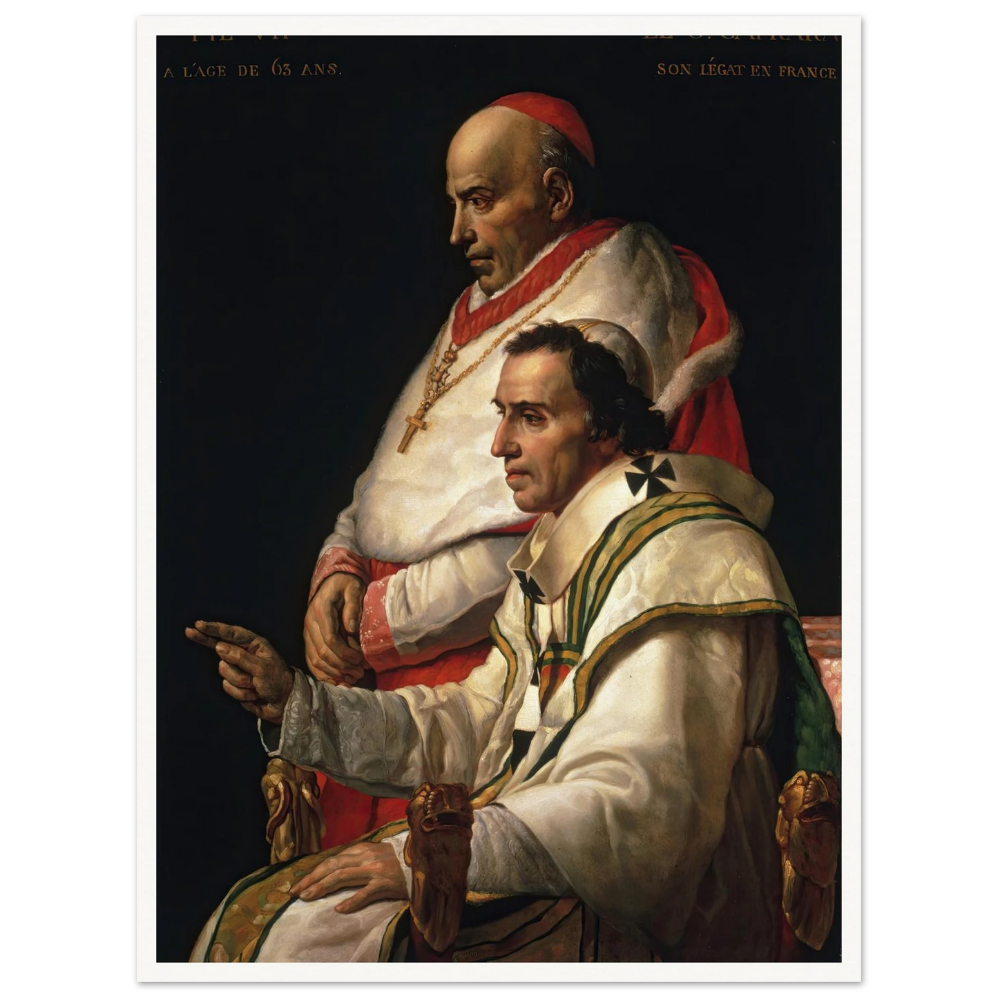 Portrait Of Pope Pius VII And Cardinal Caprara (1805) Art Print | Jacques Louis David-Quipham Collections