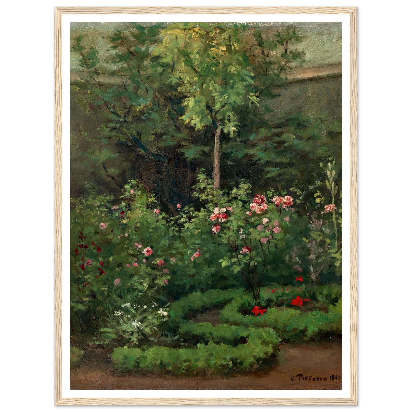 A Rose Garden (1862) Art Print | Camille Pissarro-Quipham Collections