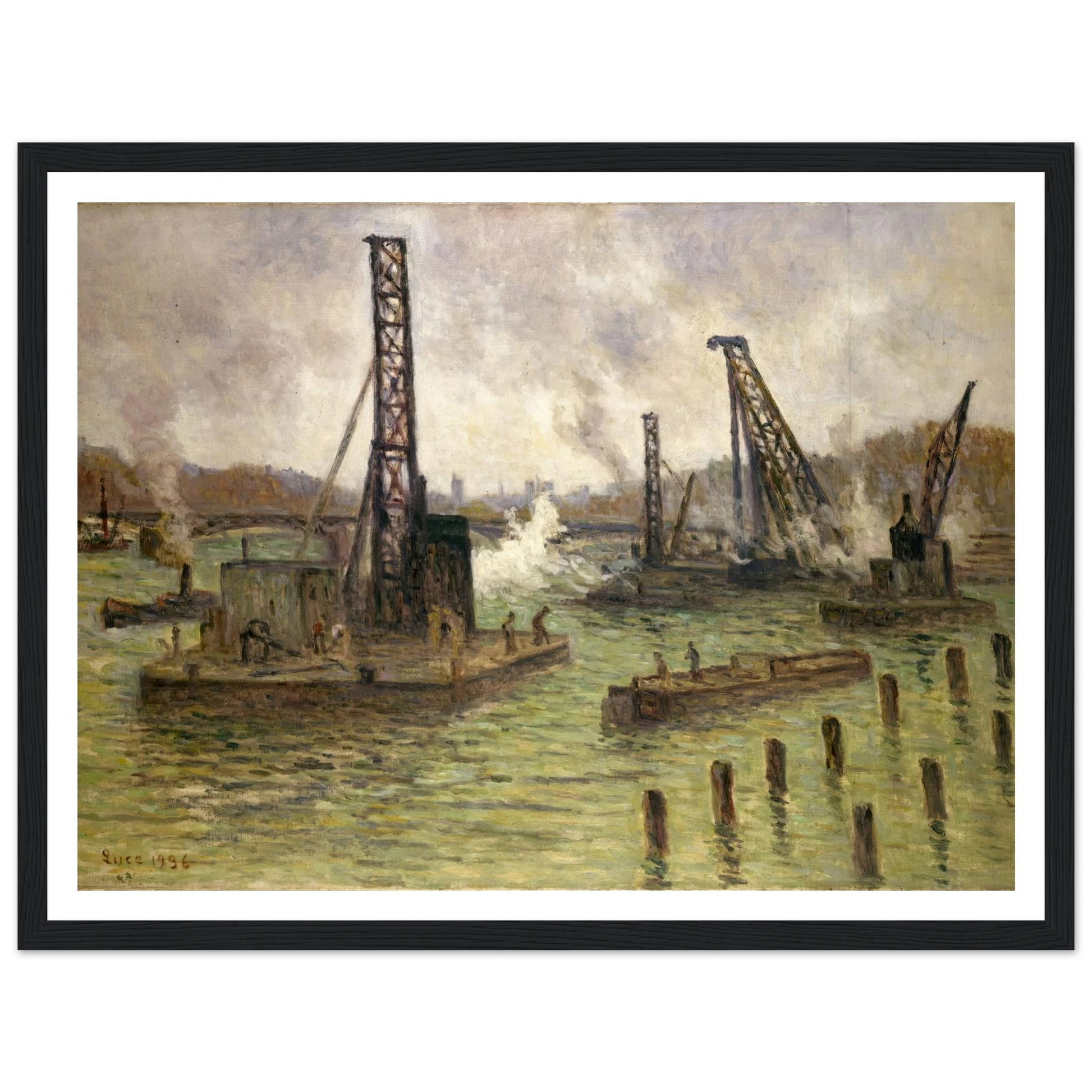 Travaux sur la Seine, au pont des Saints-Pères (1936) Art Print | Maximilien Luce-Quipham Collections